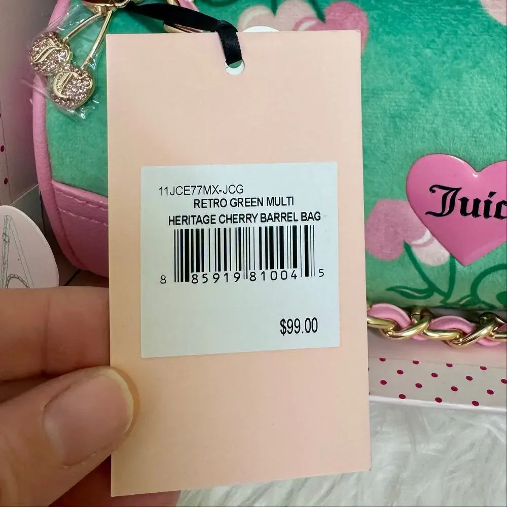 Juicy Couture Heritage Cherry Barrel Bag Gift Set Green Charm Mini Crossbody